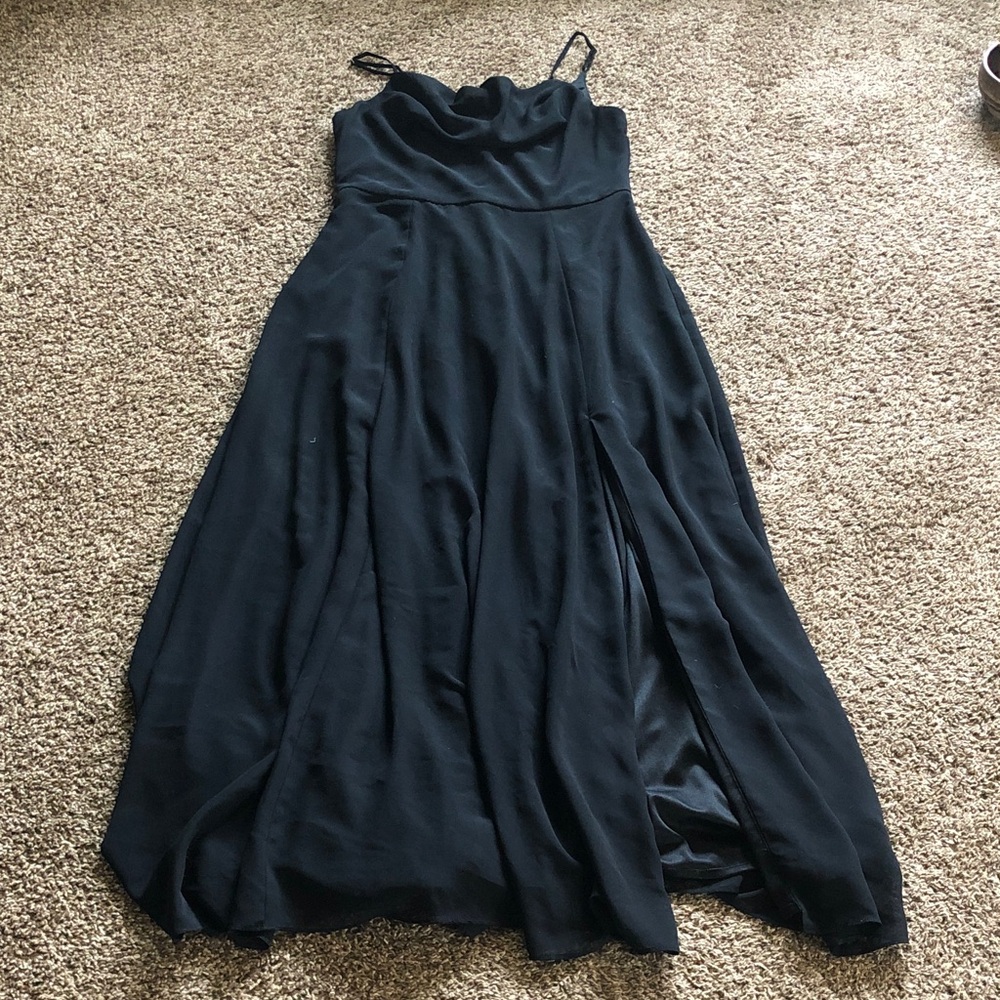 Black Spaghetti-Strap Evening Gown